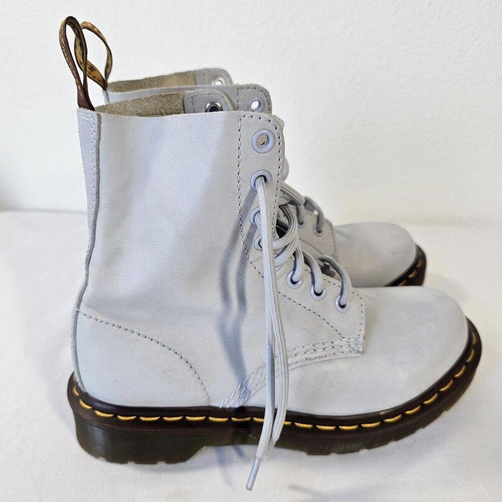 Women's 1460 Women's Pascal Virginia Leather Boots Sz 6. Light Blue Gray. - Picture 3 of 10